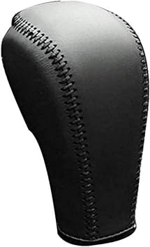 Leather Cover Compatible with Volvo S60 S80 V70 XC60 XC70 2007-2012 Gear Shift Head Knob Cover Trim Leather Cover Only Black Leather,Black Thread