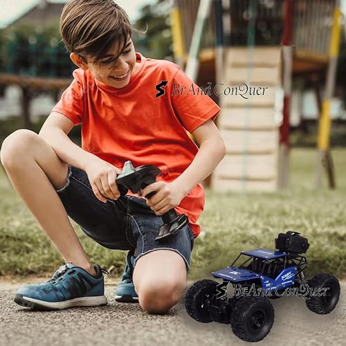 Image of Brand Conquer Remote Control Rock Crawler Mist Smoke Spray Function, High Speed 1:18 RC Car Toys for Boys 2WD Off Road Vehicle Toy Cars for Kids Monster Truck Rock Climbing (Fog Rock Crawler Blue)