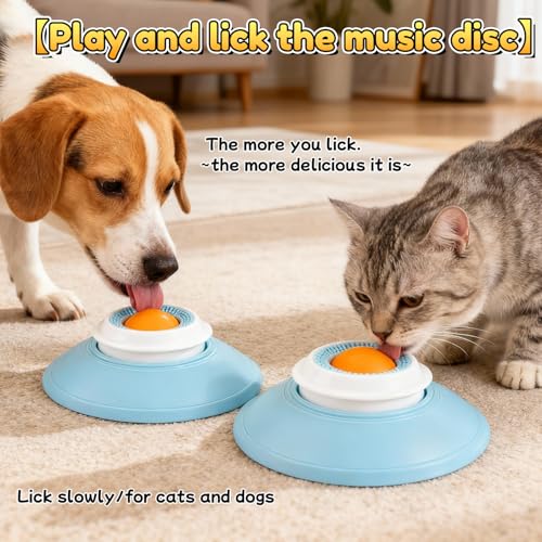 Futternapf Hund Katze, Hundenapf Schleckmatte Slow Food mit Schleckball, Leckmatte mit Saugnäpfen, Haustier Interaktives Spielzeug Geschenk, Futterausgabe für Gelangweilte Welpen Katzen