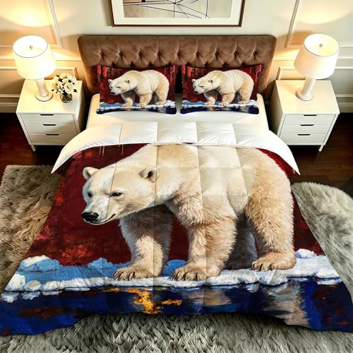 ZZXHG Edredón King Size Estampado 3D | Oso Polar En 3D, Nórdico Máximo Confort para Camas Grandes, Lavable, Reversible, Incluye 2 Fundas de Almohada 50x75 cm_A19986