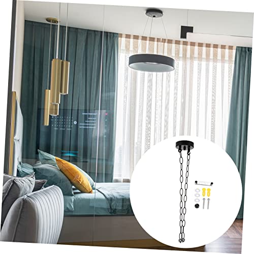 Image of Housoutil 1set Ceiling Canopy Light Fixture Cover Plate and Chains Iron Pendant Mounting Bracket for Indoor Lighting in Hallway Bar Living Room Cafe