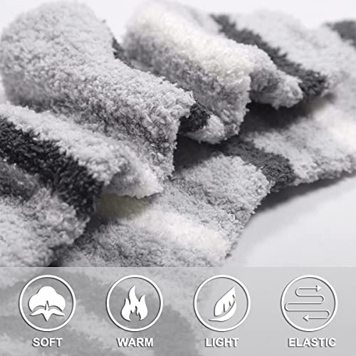 Image of Toes Home Fuzzy Socks for Women, 6 Pairs Cozy Winter Fluffy Slipper Socks | Ultra Soft Thick Warm Fabric, Comfortable Indoor Home Socks, Fluffy Holiday Gifts for Ladies, Ideal for Lounging or Sleeping
