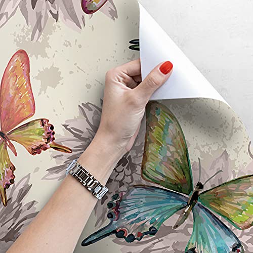 Magic-Stick papier peint fleurs et papillon repositionnable