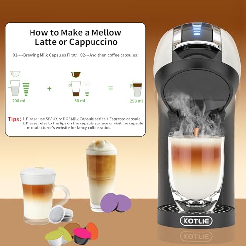 Image of KOTLIE 5 in 1 Capsule Coffee Maker, Single Cup Coffee Maker for Many Different Types Of Coffee Capsules, 33Oz Water Tank,308A (White)