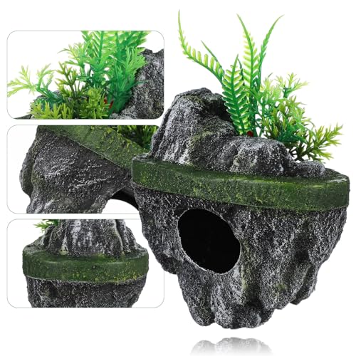 Image of Toddmomy 2 Pack Floating Aquarium Decorations Realistic Rock Ornament Fish Tank Landscape Hideout for Betta and Small Fish 5.11X5.51X2.75In