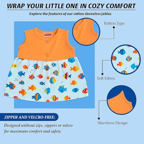 Image of VParents Knee-Length Sleeveless Cotton Frocks for Baby Girls, Round Neck A Line Mini Short Dress for Kids