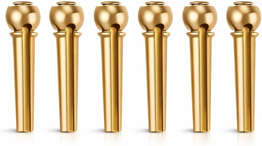 6Pcs Guitar Bridge Pins, Brass Pin Acoustic Guitar Strings Nail Pegs (Gold) Brass Bridge Pins For Acoustic Guitar