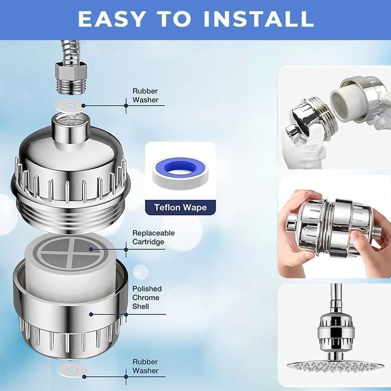 Image of Grofilo Hard Water Softener for Tap and Shower, Bathroom Shower Filter for Hard Water, Universal Water Filter for Tap & Shower, Helps Reduce Chlorine, Rust, Sediment, Protects Hair & Skin