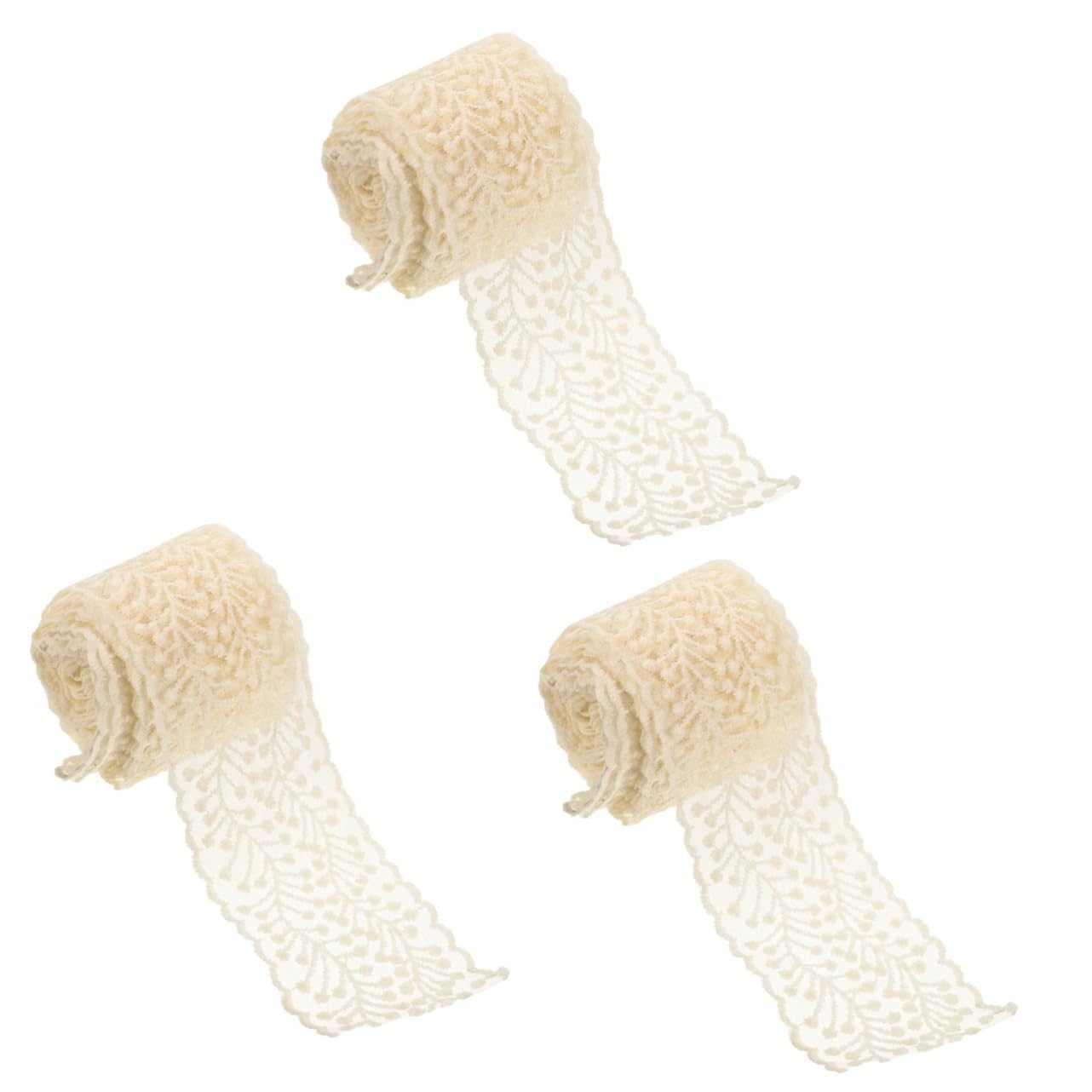 NUOBESTY 3rollos Cinta De Encaje Bordado Para Manualidades De Ribete De Encaje Para Accesorios De Cabello y Decoración De Ropa Materiales De Costura Elegantes