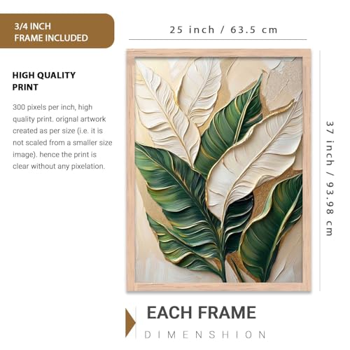Image of kotart Aesthetic Leaf Art Home Decoration|Paintings With Frame For Living Room Bed Room Hotel Wall Decor Digital Reprint (25x37 inch)