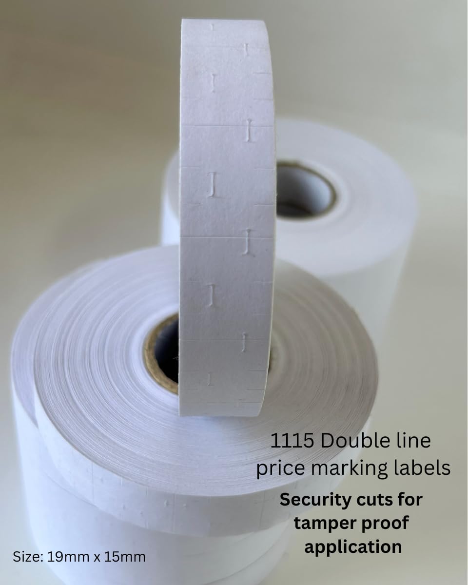 1115 Pricemarking Labels Compatible for Monarch 1115 (15K) Labellers, 10 Rolls = 15000 Labels (White 1 Sleeve)