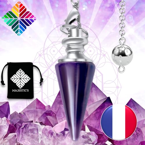 Pendule Divinatoire de Radiesthésie en AMETHYSTE - Pendule Cône en Pierre d’Améthyste Naturelle – 10 GR [Satisfait ou Remboursé]