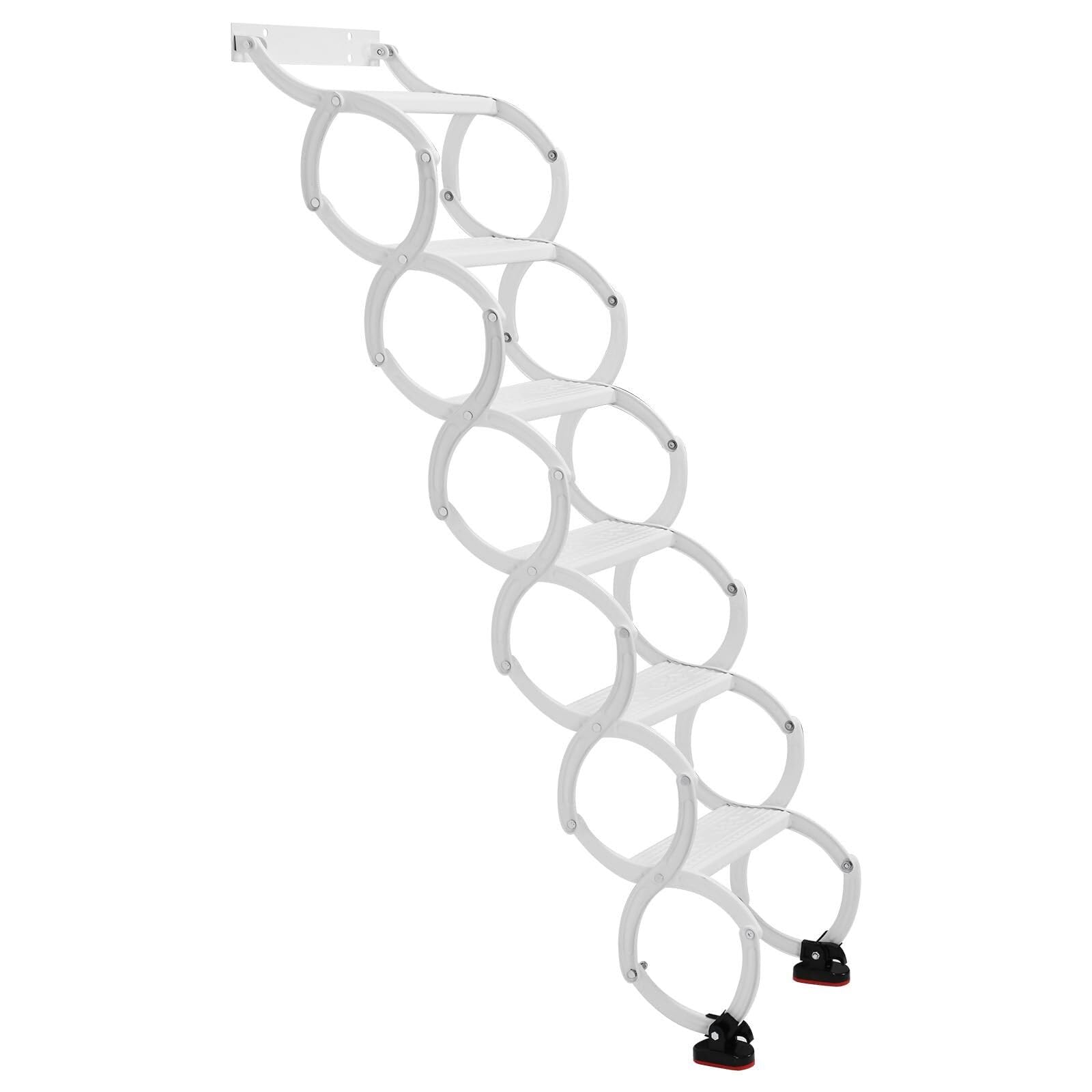 loft ladders 5-8 Steps Retractable Folding Stair Wall Mounted Invisible Telescoping Attic Stairs 49.21in-78.74in Vertical Height pull down(5 steps)