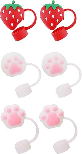 Miniatura 1 de 6 tapas de pajita, cubiertas de punta de popote de 0.47 pulgadas, de silicona de grado alimenticio, lindo protector de popote grande para pajitas de