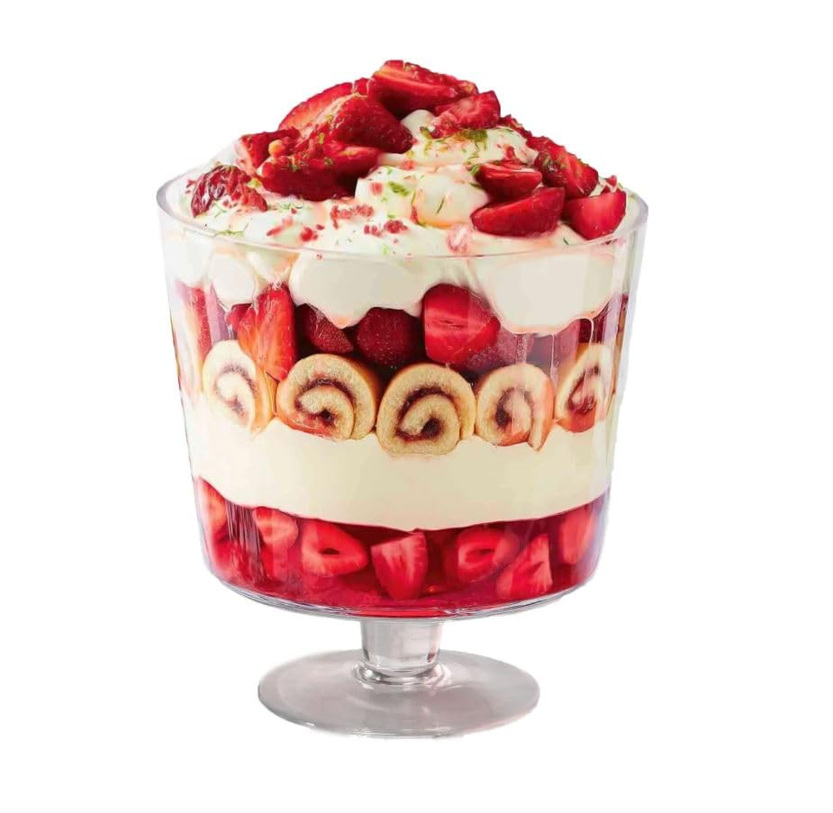 MAGNA RETAIL 3L Footed Glass Trifle Bowl | Fruit Bowl | Stem Glass Serving Dish for Salads Desserts | Large Gateaux Dessert Dish | Stylish Display for Parties Weddings Special Occasions (3 Litre)