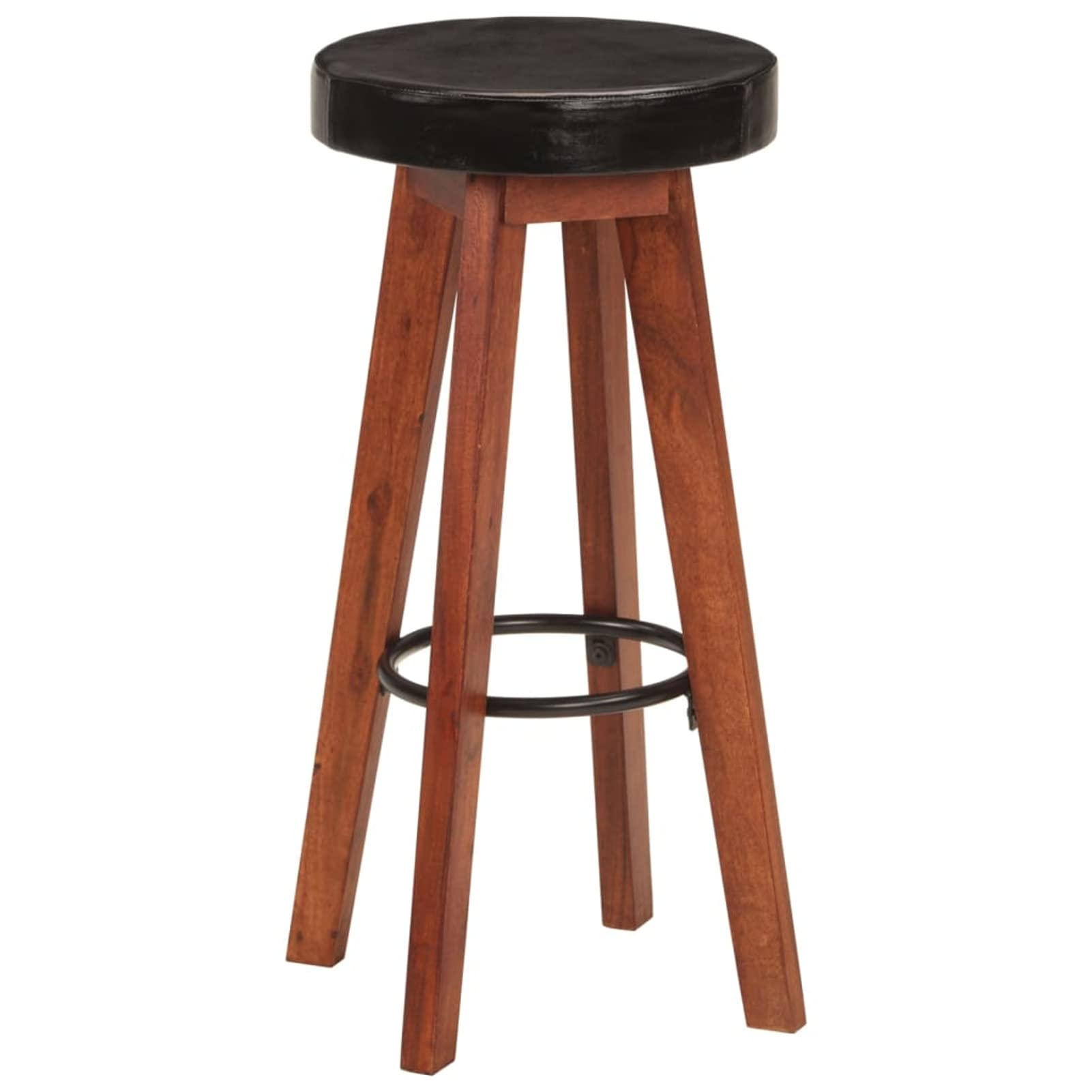 Homgoday Taburetes de bar de 2 piezas de piel auténtica y madera maciza de acacia, silla de oficina, silla de oficina, bar, silla de escritorio, para dormitorio o salón