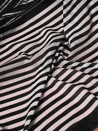Image of Satrani Women's Chanderi Cotton Printed Ready To Wear One Minute Pre Pleated Readymade Saree with Unstitched Blouse Piece