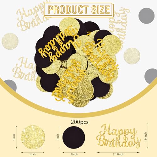 Image of 200Pcs Happy Birthday Confetti Glitter Gold and Silver Circle Dots Confetti Table confetti For Birthday party Halloween Bachelorette Wedding Baby Shower Decorations