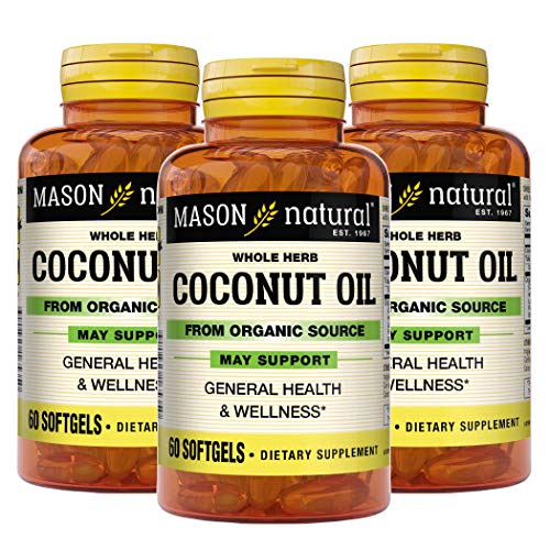 Mason Natural Coconut Oil - Supports General Health And Wellness, Improves Heart And Brain Function, Organic Herbal Supplement, 60 Softgels (Pack Of 3) #TOP9