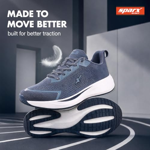 Image of SPARX Sports Running Shoes for Men - Lightweight Breathable Lace-Up Athletic Shoes with Cushioned Comfort, Shock Absorption, Durable Grip, Flexible Sole & Everyday Walking Performance
