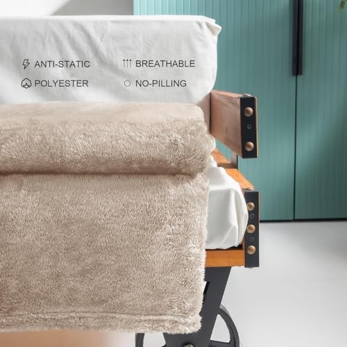 Image of Exclusivo Mezcla Plush Fuzzy Fleece Throw Blanket Extra Large, Super Soft, Fluffy and Warm Blankets for Couch, Bed, All Season (Camel, 50x70 inches)