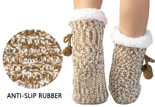 Image of BenSorts Women Thick Christmas Slipper Socks Non Slip Grippers Size 6-10