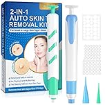 Skin Tag Removal Kit with Pen 2-in-1 Skin Tag Remover for 1-9mm Skin Tags Fast Wart Remover and Mole Remover with 60 Bands + 36 Repair Skin Tag Removal Patches for Face, Body Within 3-14 Days