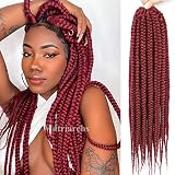 Burgundy Big Box Braids Crochet Hair 18 Inch Medium Sized Jumbo Box Braids for Women 3X Knotless Thi