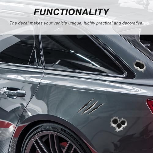 Image of 3D Bullet Hole Car Stickers, Ultra-Realistic Fake Bullet Hole Auto Body Scratch Decal, Waterproof PVC Fake Hole Sticker Automotive Tattoo Decoration for Bumper Window Helmet (Style B)