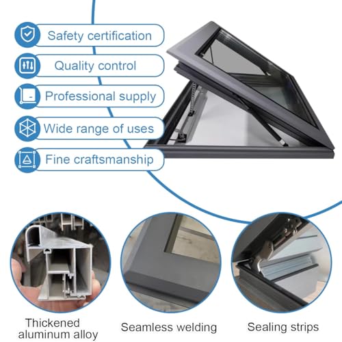 Zautomatyzowany aluminiowy świetlik z pilotem zdalnego sterowania i czujnikiem deszczu, podwójnie glazurowany, hartowany, niestandardowe rozmiary dla optymalnej wentylacji domowej i naturalnego