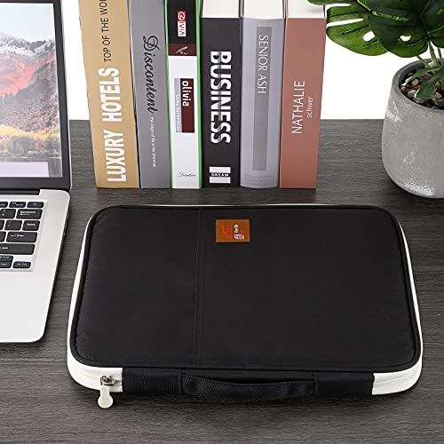 Btsky Multi-Functional A4 Document Bags Portfolio Organizer-Waterproof Travel Pouch Zippered Case For Pads, Notebooks, Pens, Documents(Black) #TOP6