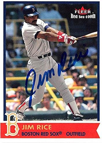 Jim Rice autographed baseball card (Boston Red Sox) 2001 Fleer 100th #47