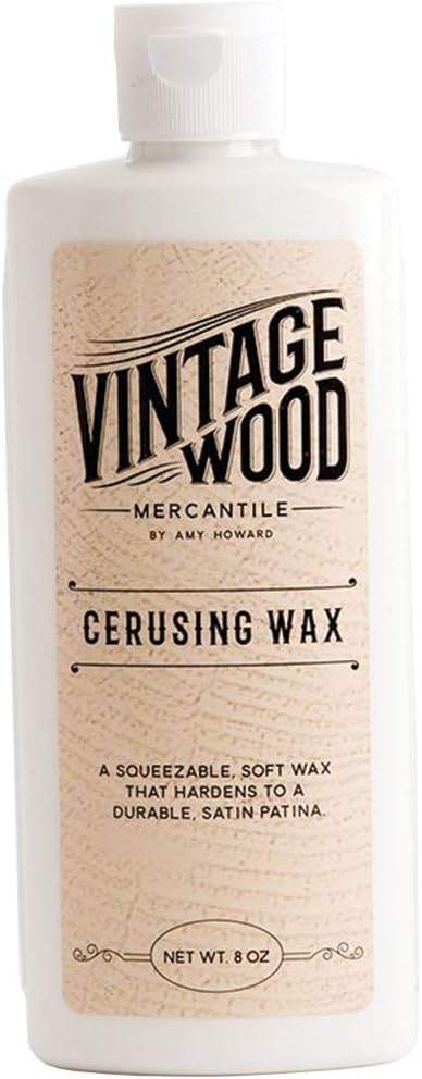 Amy Howard at Home Cerusing Wax for Vintage and Antique Furniture Restoration | Provides Distressed Lime-Washed Protective Finish and Seal | Fast 20-Minute Drying Time | 8oz Soft Wax Bottle