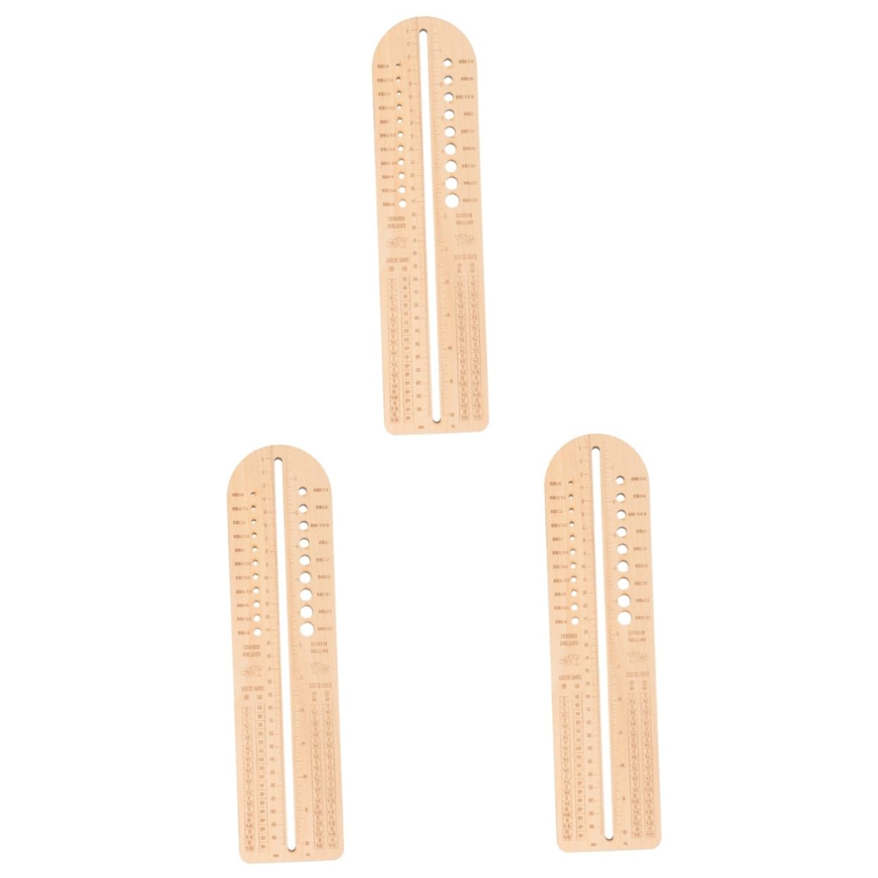 Tofficu 3 Piezas regla de crochet de madera devanadera aguja peso bloqueadores de calcetines marcadores de punto caso knitting needles tricotin reglas de tejer regla para crochet Beige