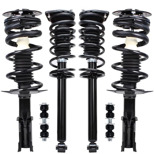 Image of Detroit Axle - Struts Sway Bars for 1999-2005 Chevrolet Cavalier Pontiac Sunfire 2000 2001 2002 2003 2004, 4 Front & Rear Struts w /Coil Spring, 2 Front Sway Bar Links Replacement