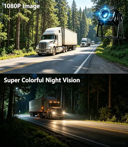 Image of 8-Channel Rader Sensor Touchable 128GB Large Alarm Screen 1080P Backup Camera 10.36-Inch Monitor & Built-in DVR Video for RV Truck Trailer Rear Side Front Reversing View Wired System Image Waterproof