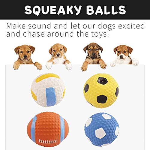 T'chaque Squeaky Dog Toys, Natural Latex Rubber Dog Balls, Soft, Bouncy & Durable For Small Medium Dogs Puppy Interactive Chew Sound Fetch Play Dog Squeaky Toy Ball, Set Of 4, M #TOP1