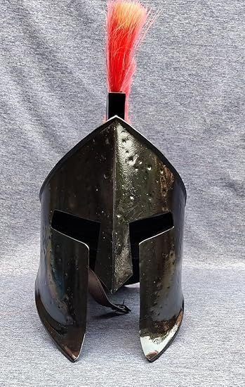 300 Movie Spartan Black Helmet with Stand ~ Medieval Knight King Leonidas Roman Helmet ~Gift Items