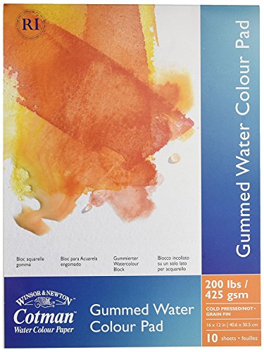 Winsor & Newton Cotman 200-Pound Water Colour Cold Press Gummed Paper Pad, 12 by 16-Inch