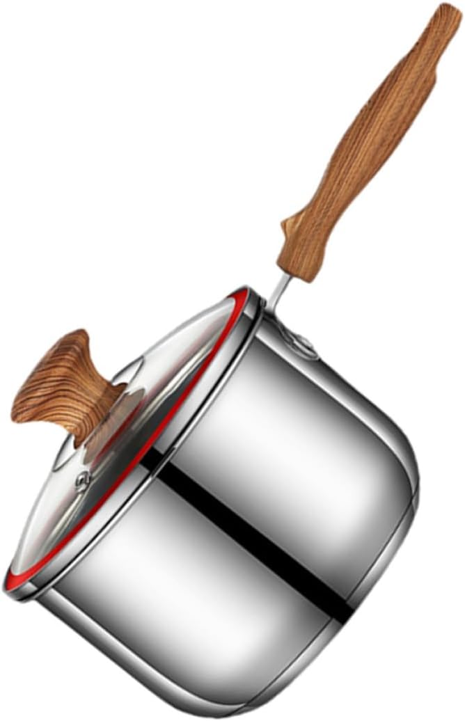 OUNONA Multiuse Cooking Pot with Handle Non Stick Milk Stockpot for Soup Food Instant Noodles Compatible with Induction and Gas Cookers