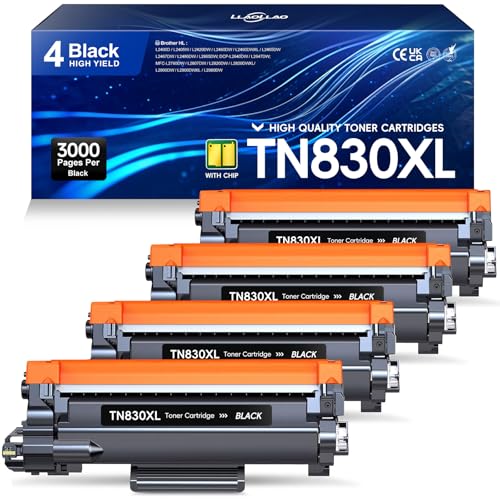 TN830XL TN830 Toner Replacement for Brother TN830XL TN 830XL Toner Work for HL-L2460DW DCP-L2640DW HL-L2405W HL-L2400D HL-L2480DW MFC-L2820DW Printer High Yield (4 Black)