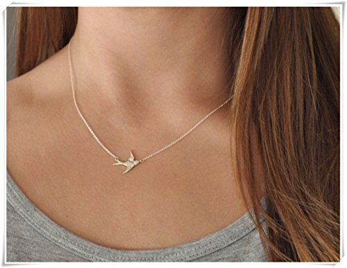 Sterling Silver Swallow Necklace - Bird - Dove - Centered - Delicate
