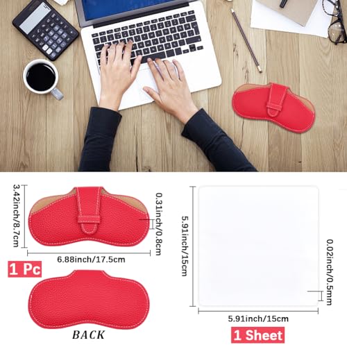 Image of CREATCABIN Leather Sunglasses Case Slim Glasses Case Portable Soft Eyeglasses Holder Spectacle Cases Pouch Bag Cover Lightweight with Cleaning Cloth Gift for ChristmasTravel Vacation 6.9x3.4 Inch Red