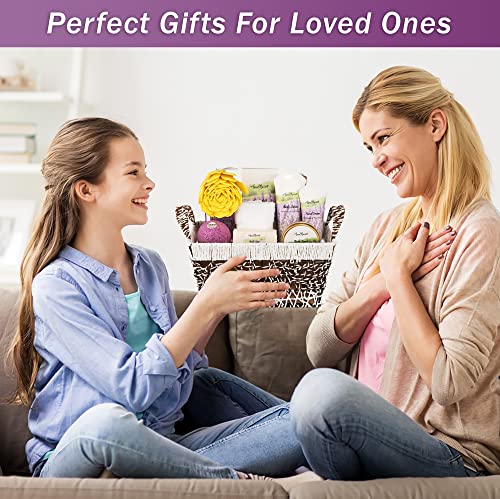 Spa Baskets For Women - Luxury Bath Set With Lavender & Tea Tree Oil - Spa Kit Includes Wash, Bubble Bath, Lotion, Bath Salts, Body Scrub, Body Spray, Shower Puff, Bathbombs, Soap And Towel #TOP4