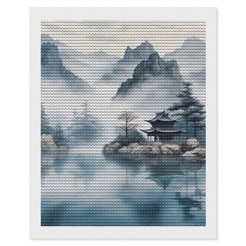 Kit peinture diamant paysage asiatique complet pour débuter facilement le loisir créatif 5D