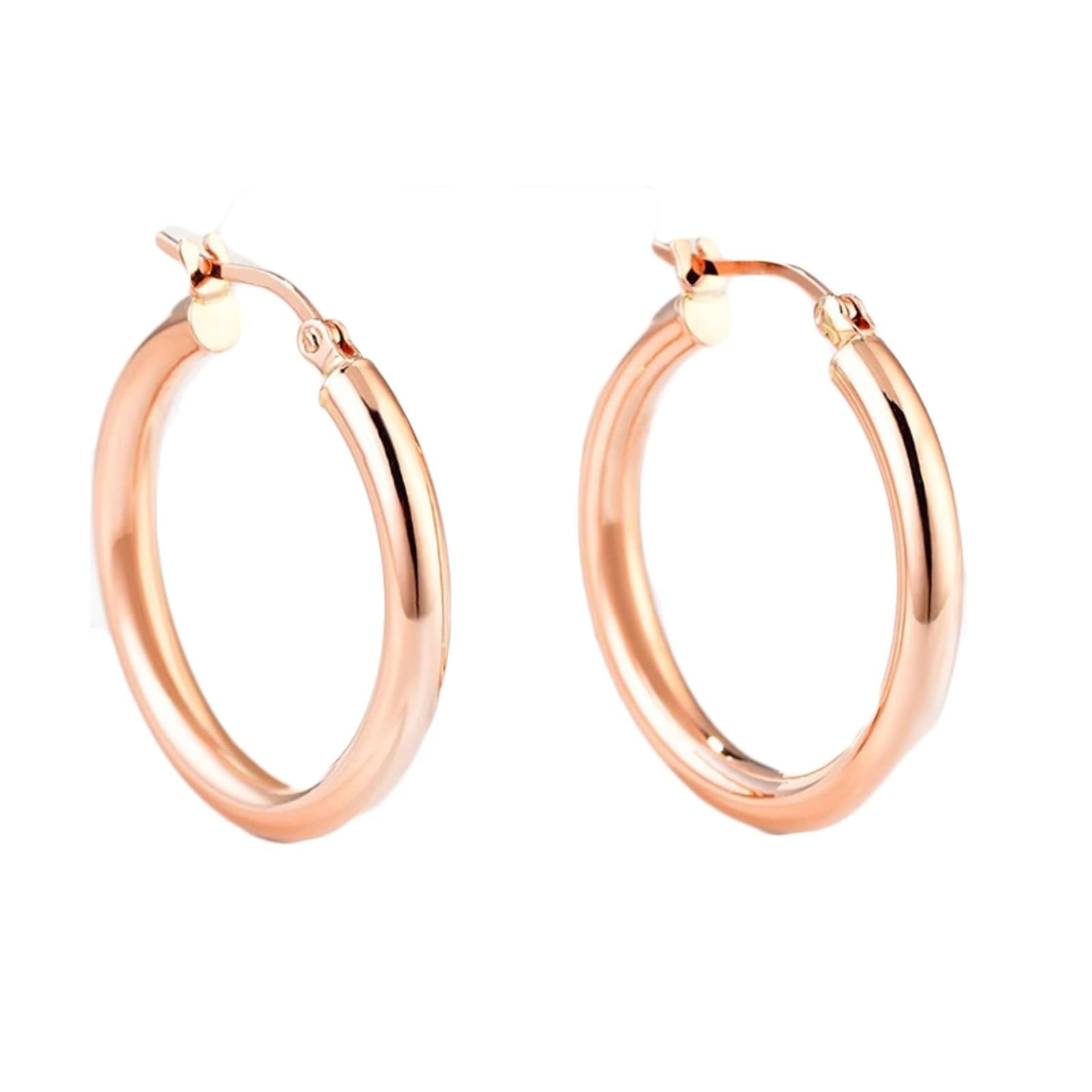 Kolczyki damskie Creole Hoop 9K/14K/18K czerwone złoto, okrągłe kolczyki damskie, prawdziwe złoto, 18/14/9-karatowe złoto
