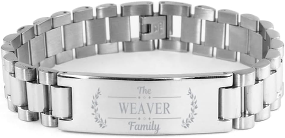 Weaver Family Name Sign Ladder Stainless Steel Bracelet - Custom ID Plate Last Name Bracelet Birthday Christmas Gifts Idea For Friends Men Women, Engraved Adjustable
