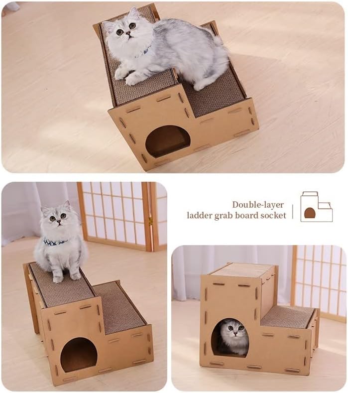 review Cardboard Cat House,Cat Scratching Pads,Cat Bed Scratcher for Indoor Cats,Durable Scratching Pad Board Hideaway Toy for Small Cats