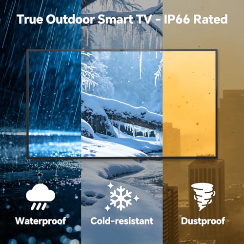 Image of 55 Inch Smart Outdoor TV, 1500 Nits Brightness | 4K UHD Smart Google TV, IP66 Waterproof Outdoor TV with Anti-Glare Screen & Voice Control Remote for Partial Sun (Outdoor & Indoor)