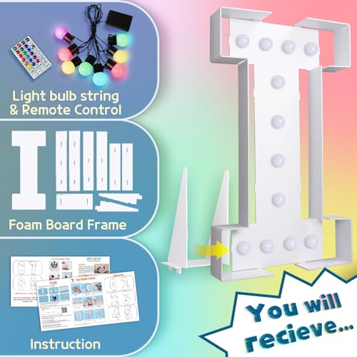 Image of Imprsv Colorful Marquee Letters 4 Feet Tall, Large Light up Letters I